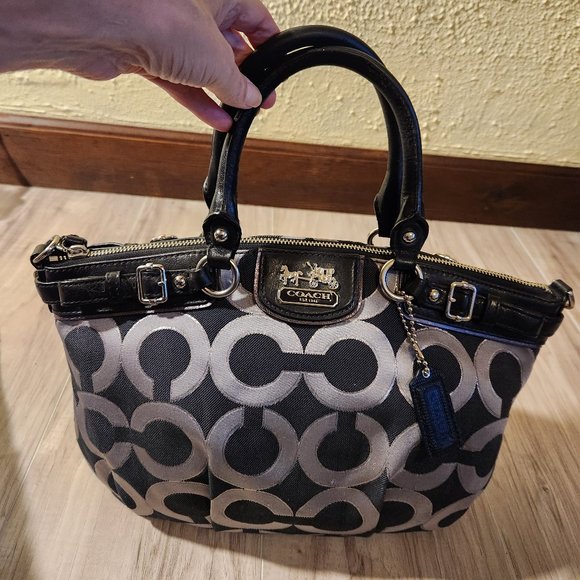 Euc Coach Madison Op Art Black 2way Shoulder Bag Or Handbag c - Picture 3 of 12